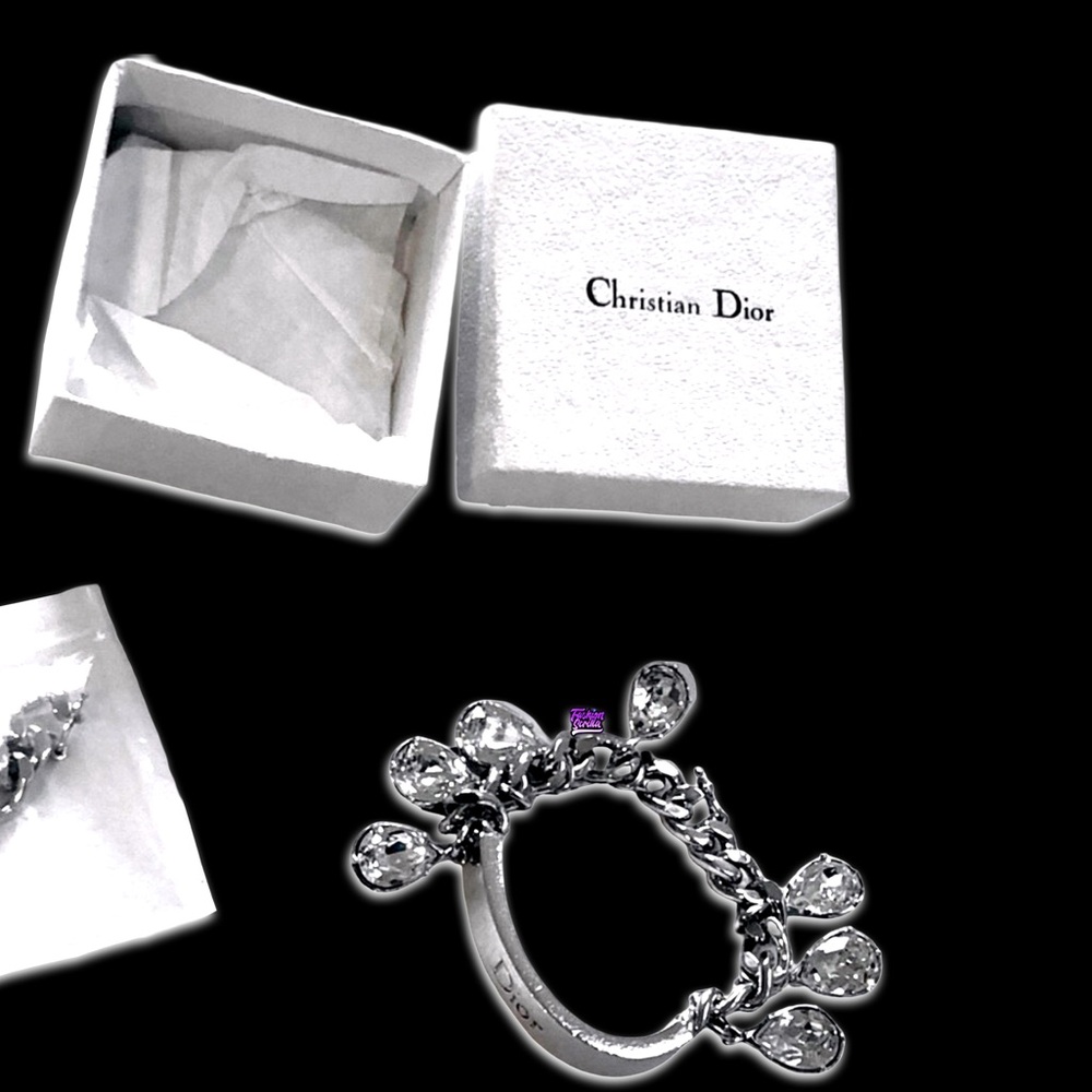 Dior Vintage By Galliano Y2K Crystal Charm Embellished Logo ID Gambler Bracelet - Picture 3 of 16
